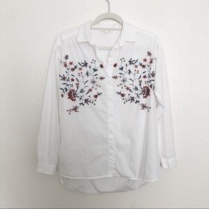 Beach Lunch Lounge white floral embroidered shirt Size Small